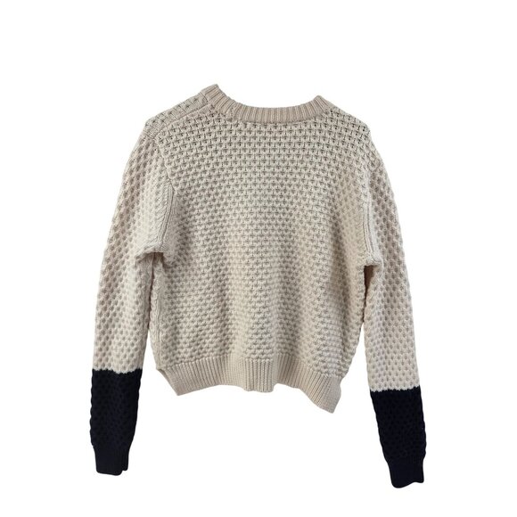 Tory Burch Womens Ivory Merino Wool Colorblock Crewneck Sweater Top M Classic - Picture 4 of 6